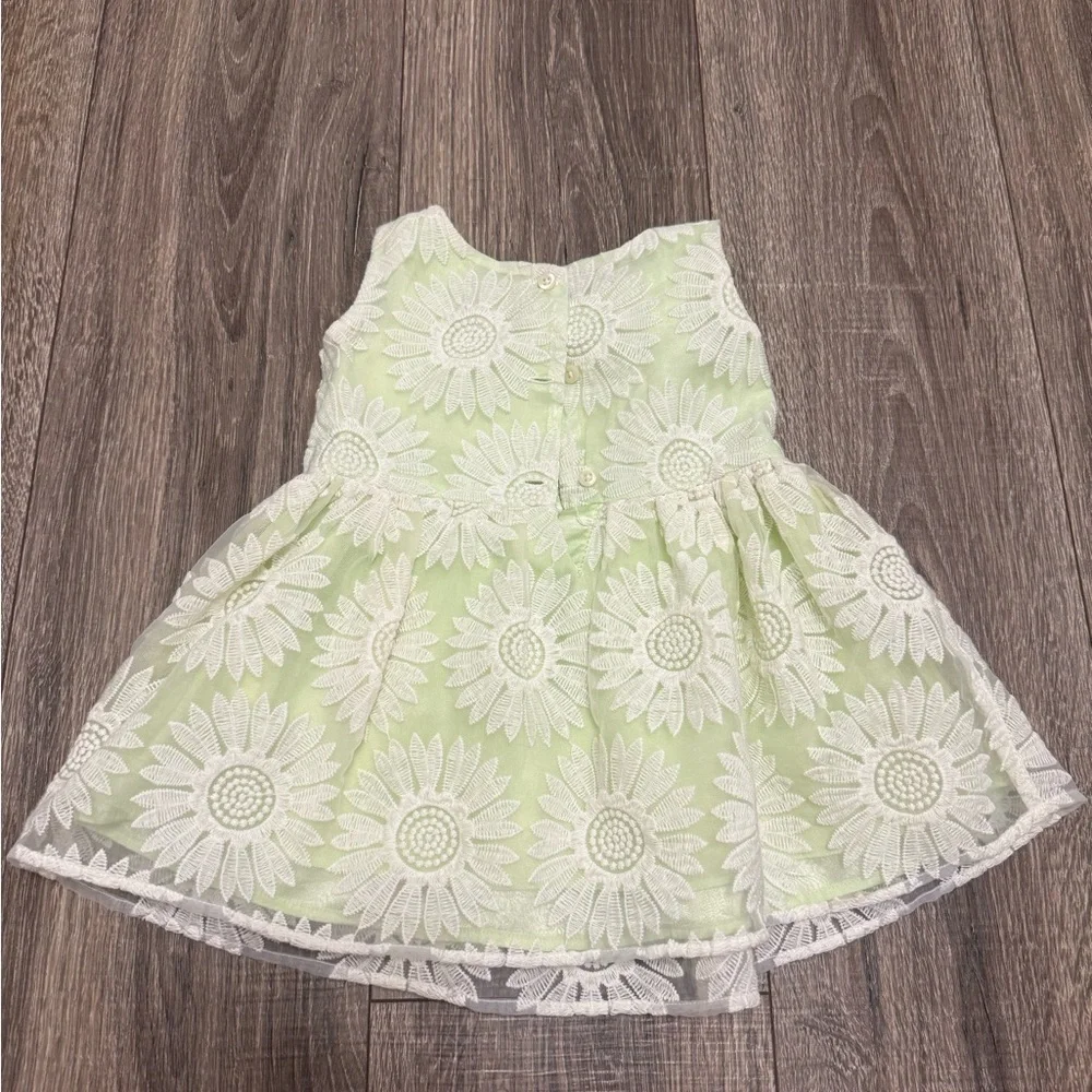 Children’s Place Girls Green Lil Daisy Lace  Dress SZ 12-18 Months
